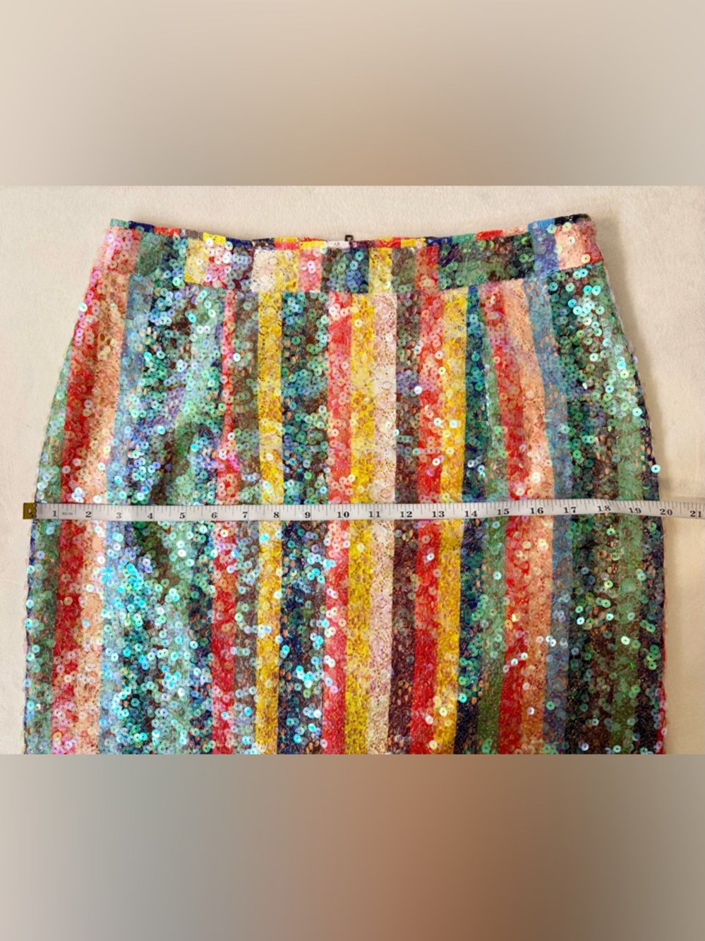 Anthropologie Maeve Sequined Palette Midi Skirt Pink Size 10 - Picture 13 of 14
